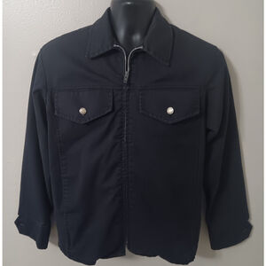 Vintage 70s Men’s Small Twill Jacket Full Zip Navy Blue FD Work USA Super 2/50s